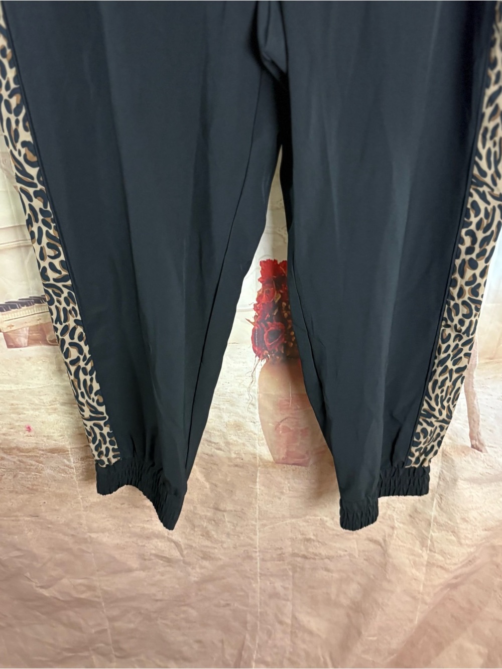 NEW Chico's Black Jogger Pants with Leopard Side Stripe - Picture 4 of 9